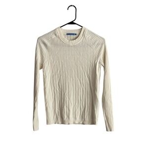 J.McLauglin Women XS Sweater Pullover Cream Cashmere Wool Quiet Luxury Old Money